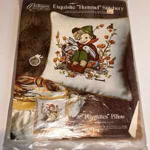 Paragon Needle Craft Exquisite Hummel Stitchery "Playmates" Pillow 14X14 1975